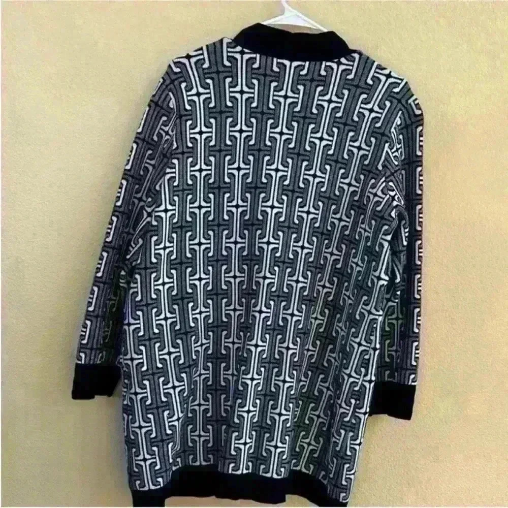 Anne Klein Black/White Print Cardigan Sweater With Tank Size XL EUC! - Picture 4 of 11